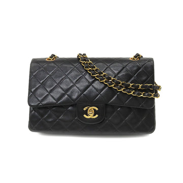 CHANEL matelasse 25 chain shoulder bag leather black A01112 gold metal fittings vintage Matelasse Bag