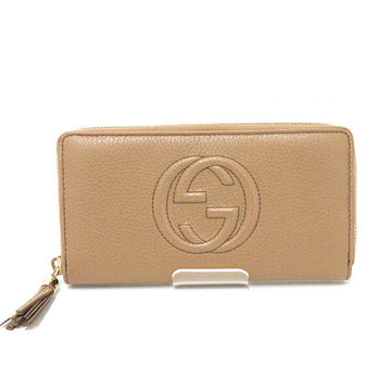 GUCCI outlet zip around round long wallet interlocking G charm 598187 beige