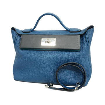 HERMES Handbag Van Quatre D Engraved Swift Togo Blue Indigo Deep Vert Bosfort Silver Hardware