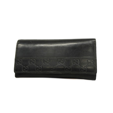 GUCCIAuth sima Silver Metal Fittings 408837 Leather Long Wallet Black