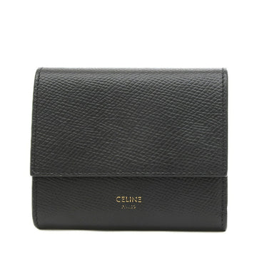 CELINE Small Trifold Wallet Leather Black 10B573