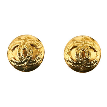 CHANEL Cocomark Circle Earrings 94P Gold Plated Women's