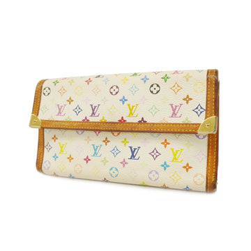 LOUIS VUITTONAuth  Monogram Multicolore Portofeuil International M92659 Blanc