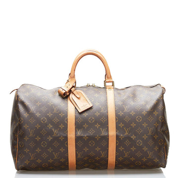 Louis Vuitton Monogram Keepall 50 Boston Bag M41426 Brown PVC Leather Ladies LOUIS VUITTON