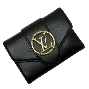 LOUIS VUITTON Tri-Fold Wallet Portofeuil LV Pont Neuf Black Leather M69175