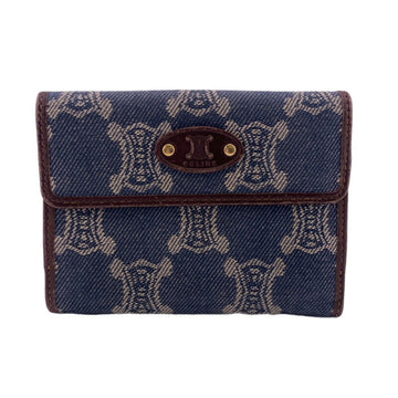 CELINE Macadam Triomphe Trifold Wallet Navy Ladies