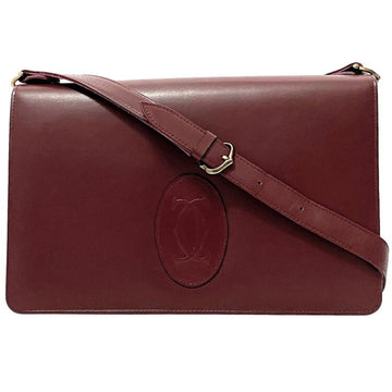 Cartier Shoulder Bag Bordeaux Must Leather Ladies Flap