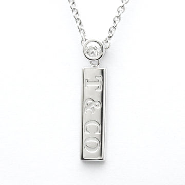 TIFFANY T & Co Diamond Bar Necklace White Gold [18K] Diamond Men,Women Fashion Pendant Necklace [Silver]
