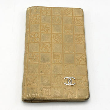 CHANEL chocolate bar long wallet beige