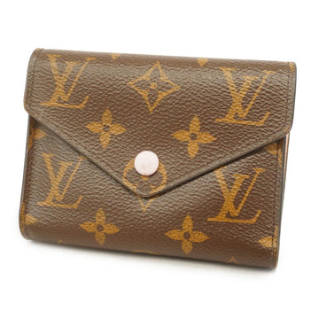 LOUIS VUITTON Trifold Wallet Monogram Portefeuille Victorine M62360 Brown Rose Valerine Women's