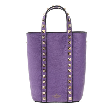 VALENTINO Rockstud Chain Pouch Purple Women's Grained Calf Leather Bag