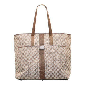 GUCCI GG Canvas Handbag Tote Bag 90481 Beige Leather Ladies