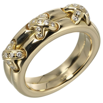 CHAUMET No. 9 Ring 8.18g 3 Motifs K18YG Yellow Gold Diamond