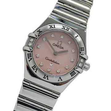 OMEGA Constellation My Choice 1566.66 Watch Ladies 12P Diamond Shell Quartz Stainless Steel Polished