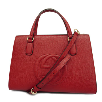 GUCCI[3ad3286] Auth  2WAY Bag Soho 431571 Leather Red Gold metal