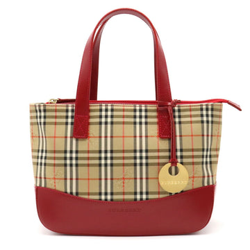 Burberry Nova check plaid handbag canvas leather red beige