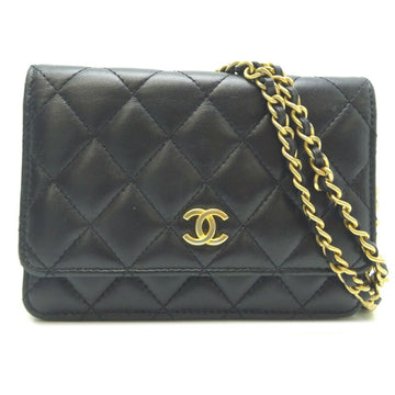 CHANEL Matelasse Chain Women's Shoulder Bag A33814 Lambskin Black