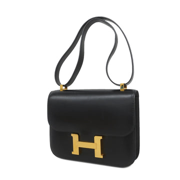 Hermes Constance Constance 23 X Carved Seal Women's Box Calf Black