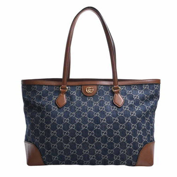 GUCCI Ophidia GG leather medium tote bag 631685 blue brown