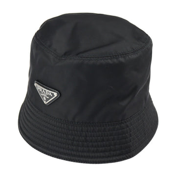 PRADA bucket hat 1HC137 notation size S nylon black triangle logo plate