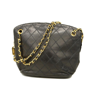 CHANEL Shoulder Bag Bicolore Chain Lambskin Black Gold Hardware Women's