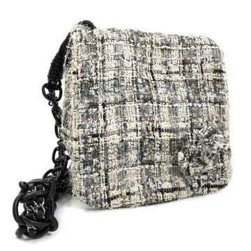 CHANEL Shoulder Bag Camellia Tweed Paris Colleline Leather Women's