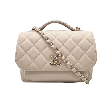 CHANEL Crossbody Shoulder Bag Matelasse Affinity Small Caviar Skin Leather Light Beige Women's