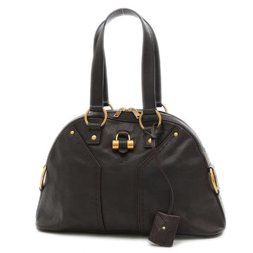 YVES SAINT LAURENT Muse Handbag Leather Dark Brown 156465