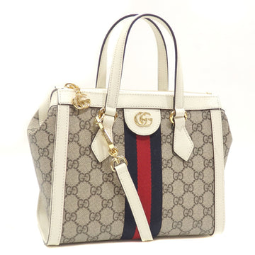 GUCCI Tote Bag GG Small Ophidia Women's Beige White PVC Leather 547551 Shoulder Supreme