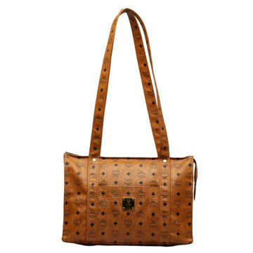 MCM Visetos Logogram Shoulder Bag Tote Brown PVC Women's