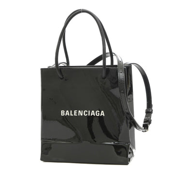 BALENCIAGA Shopping Tote XXS 2Way Shoulder Bag Patent Leather Black 572411