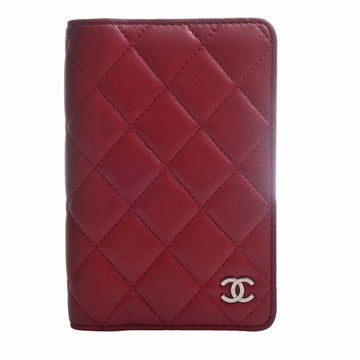 CHANEL Leather Matelasse Coco Mark Notebook Cover Red Ladies