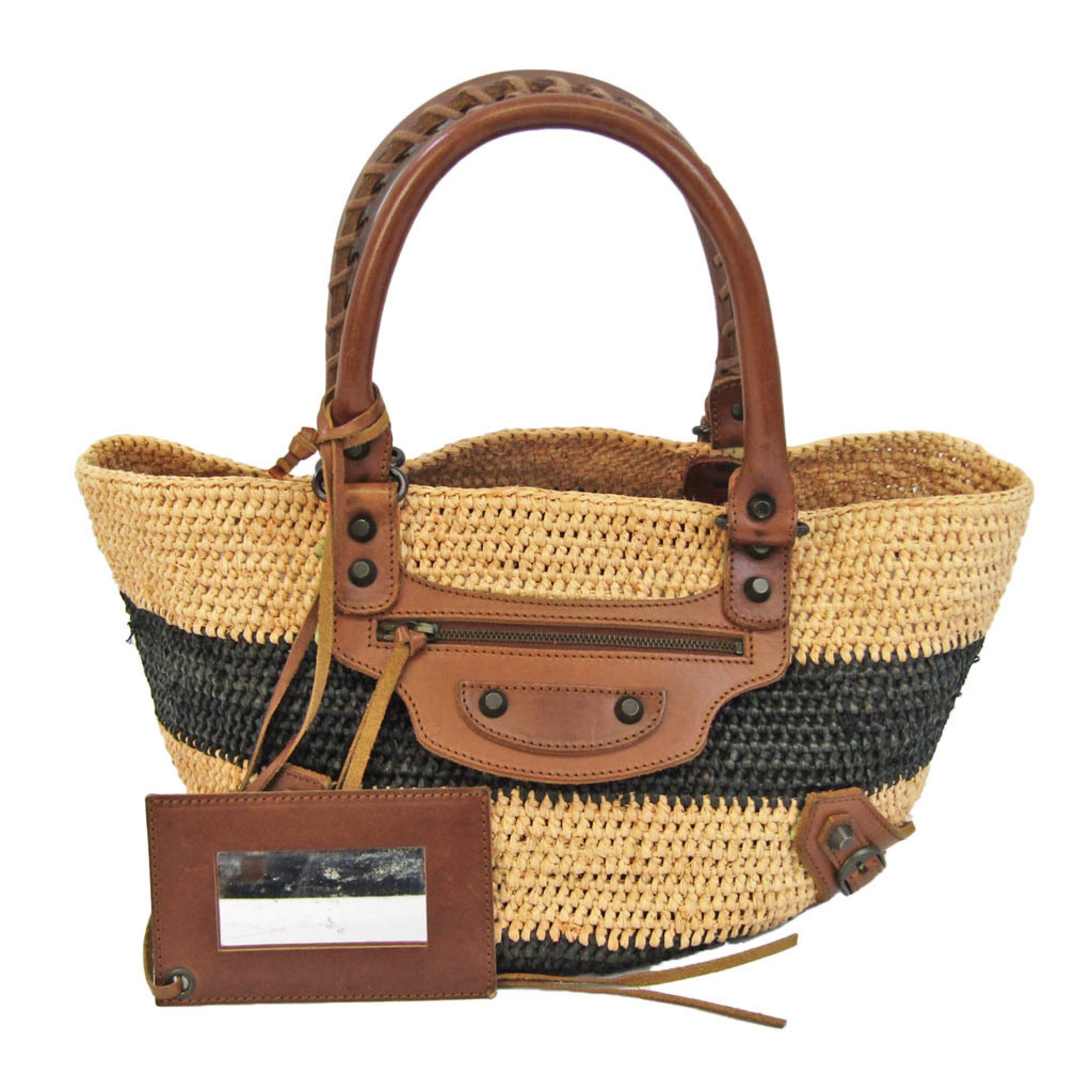 BALENCIAGA Raffia Basket Bag 236741 Women s Raffia Leather