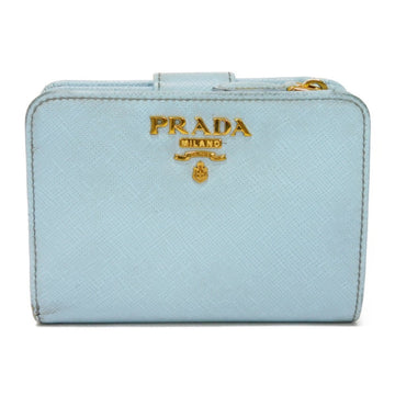 PRADA Bifold Wallet Saffiano Multik Compact Current Light Blue Metal 1ML018 ZLP F02T0 Women's