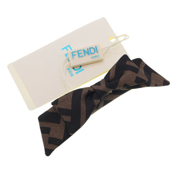 FENDI KIDS Hair Clip Zucca JFP338 Brown 100% Silk Barrette Ribbon