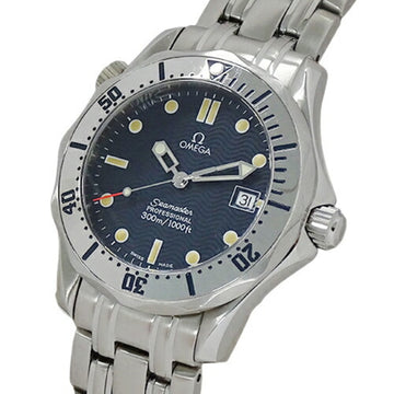 Omega Seamaster 2562.80 watch men's 300m date quartz stainless steel SS silver navy