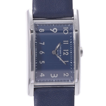 TIFFANY & Co.  East West Men's SS / Leather Watch Quartz Navy Dial
