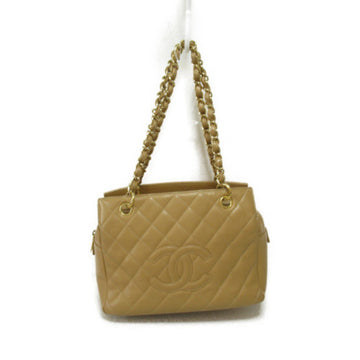 CHANEL chain tote bag Beige Caviar Skin [Grained Calf]