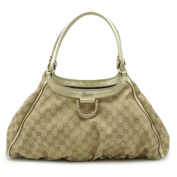 Gucci GG canvas Abbey shoulder bag metallic leather beige gold 189835