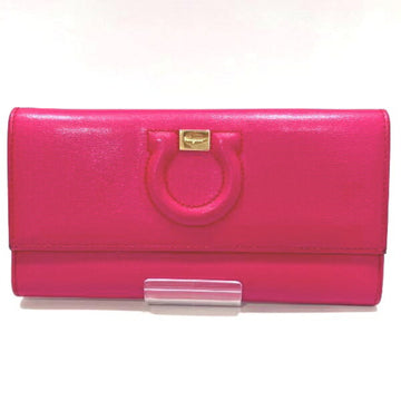 SALVATORE FERRAGAMO Ferragamo Gancini 22C827 Leather Cherry Wallet Long Ladies