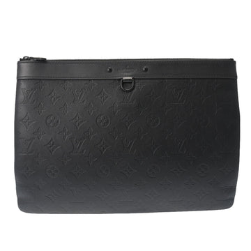 LOUIS VUITTON Monogram Shadow Pochette Discovery Black M62903 Men's Calf Clutch Bag