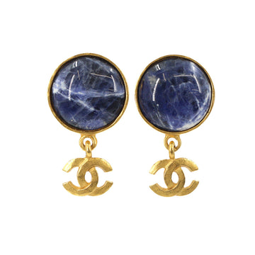 Chanel Marble stone earrings here mark gold navy 95A accessories vintage