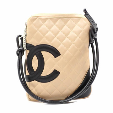 CHANEL Medium Pochette Shoulder Bag Cambon Line Women's Beige Black Leather A25178 Cocomark