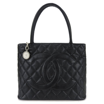 CHANEL Caviar skin Coco Tote Bag Leather Black