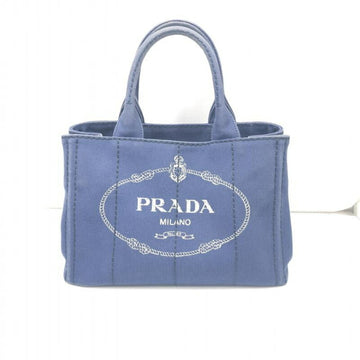 PRADA Canapa Fabric 2WAY Handbag 1BG439  Navy Striped Shoulder Mini Tote