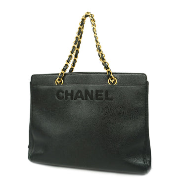 CHANELAuth  Reprint Tote Women's Caviar Leather Bag Black