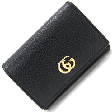 GUCCI Trifold Wallet GG Marmont Medium Card Case 644407 Black Leather Small Ladies