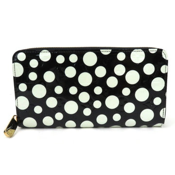 Louis Vuitton Round Zipper Long Wallet Yayoi Kusama Monogram Verni Dot Infinity Zippy Black x White Patent Leather Women's M91573