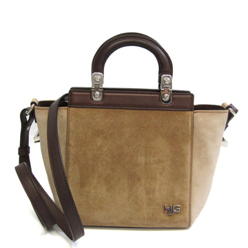 GIVENCHY HDG Women's Leather,Suede Handbag,Shoulder Bag Beige,Cream,Dark Brown