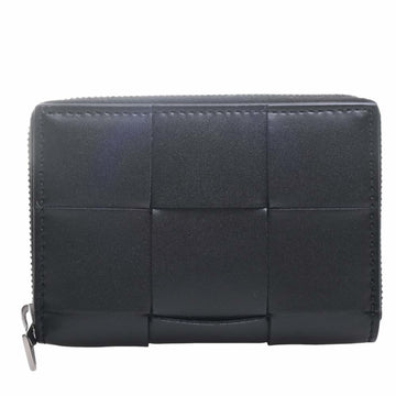 BOTTEGA VENETA Intrecciato Leather Cassette Round Coin Case Black Men's